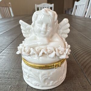Vintage Cherub Angel Trinket/Jewelry Box Jar Container